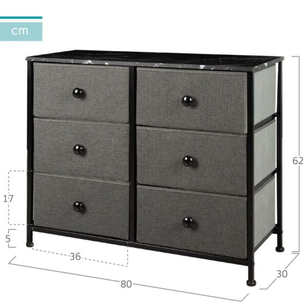 Kommode Max Home Grau Marmor 80 x 62 x 30 cm – Bild 4
