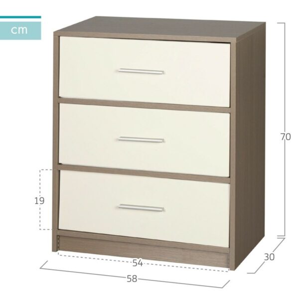 Nachttisch Max Home Weiß Grau 58 x 70 x 30 cm – Bild 4