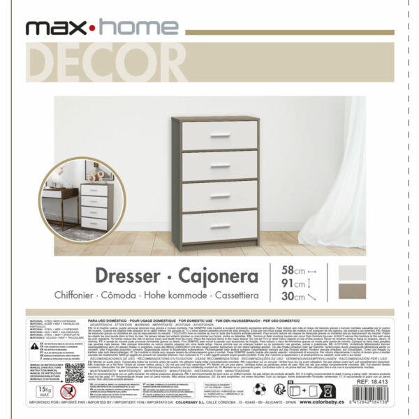 Kommode Max Home Weiß Grau Moderne 58 x 91 x 30 cm – Bild 7