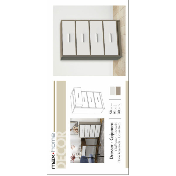 Kommode Max Home Weiß Grau Moderne 58 x 91 x 30 cm – Bild 8