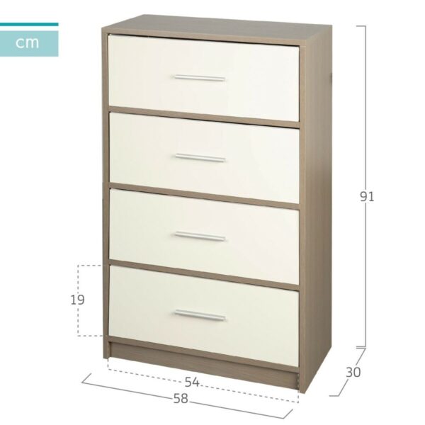 Kommode Max Home Weiß Grau Moderne 58 x 91 x 30 cm – Bild 4