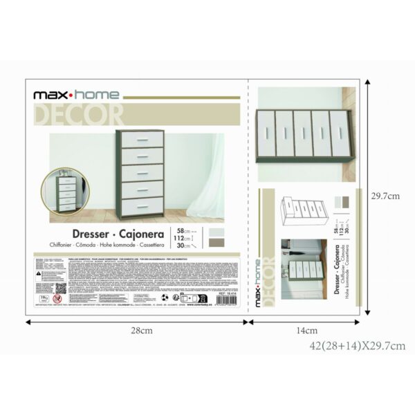 Kommode Max Home Weiß Grau Moderne 58 x 112 x 30 cm – Bild 7