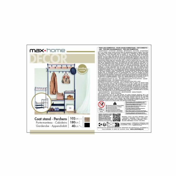 Garderobe mit Einlegeboden Max Home Stahl Melamine Spanplatte Minimalistisch 102 x 180 x 40 cm – Bild 7