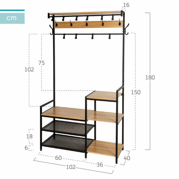 Garderobe mit Einlegeboden Max Home Stahl Melamine Spanplatte Minimalistisch 102 x 180 x 40 cm – Bild 4