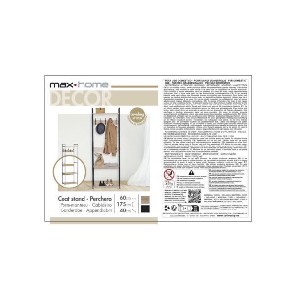 Garderobe mit Einlegeboden Max Home Stahl Melamine Spanplatte Minimalistisch 60 x 175 x 40 cm – Bild 7