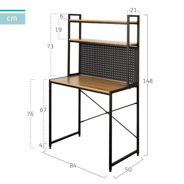 Schreibtisch mit Regalen Max Home Stahl Melamine Spanplatte 84 x 148 x 50 cm – Bild 4