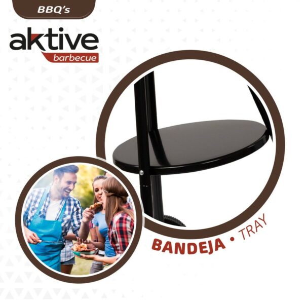 Holzkohlegrill mit Rädern Aktive Aluminium Emailliertes Metall Textilene 42 x 76,5 x 42 cm Schwarz – Bild 4
