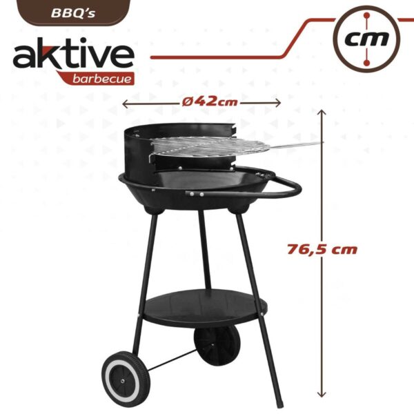 Holzkohlegrill mit Rädern Aktive Aluminium Emailliertes Metall Textilene 42 x 76,5 x 42 cm Schwarz – Bild 5