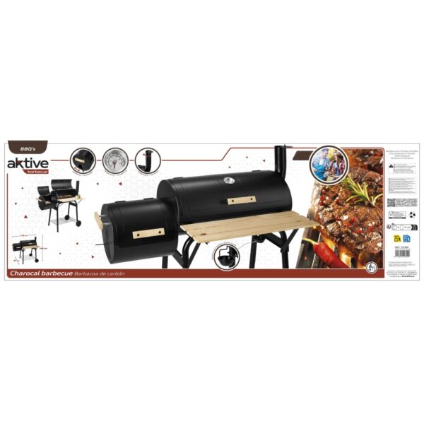 Holzkohlegrill mit Rädern Aktive Stahl Kunststoff Emailliertes Metall 106 x 106 x 61 cm Schwarz – Bild 6