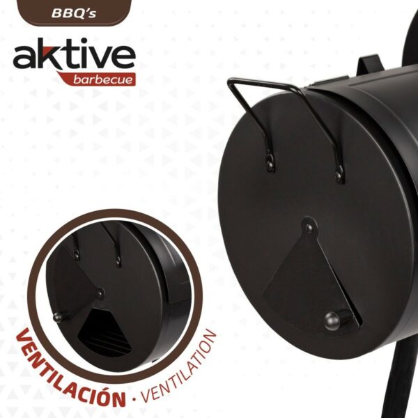 Holzkohlegrill mit Rädern Aktive Stahl Kunststoff Emailliertes Metall 106 x 106 x 61 cm Schwarz – Bild 3
