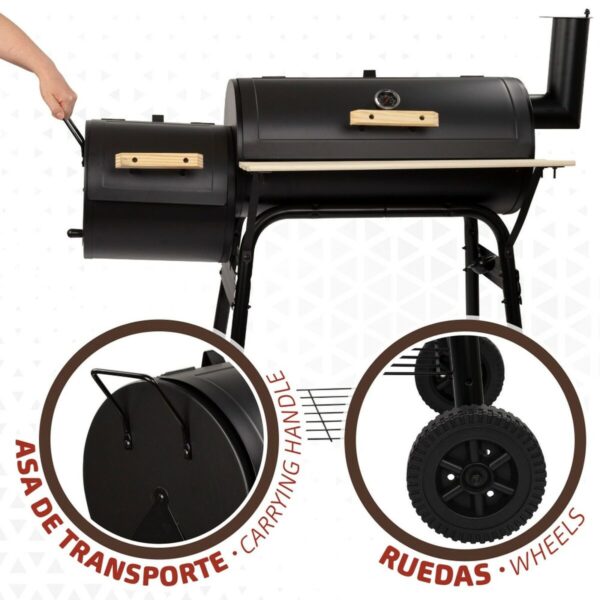 Holzkohlegrill mit Rädern Aktive Stahl Kunststoff Emailliertes Metall 106 x 106 x 61 cm Schwarz – Bild 4