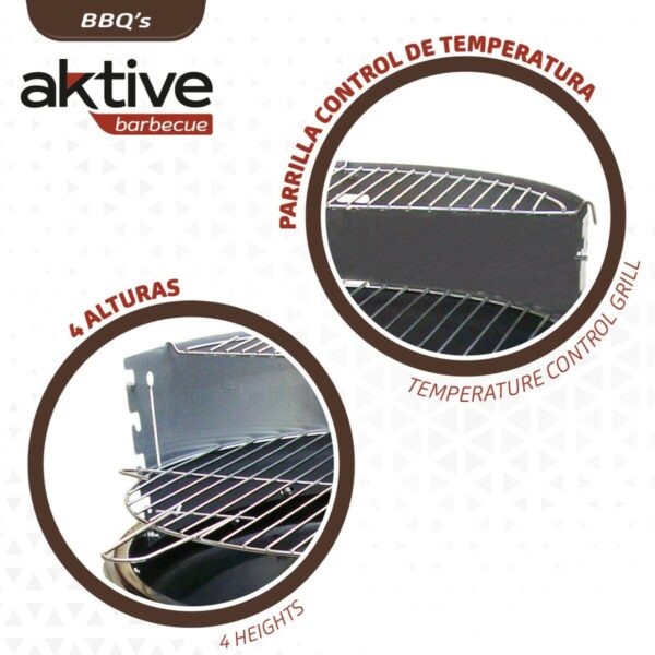 Holzkohlegrill mit Rädern Aktive Emailliertes Metall 51 x 82 x 51 cm Schwarz – Bild 2