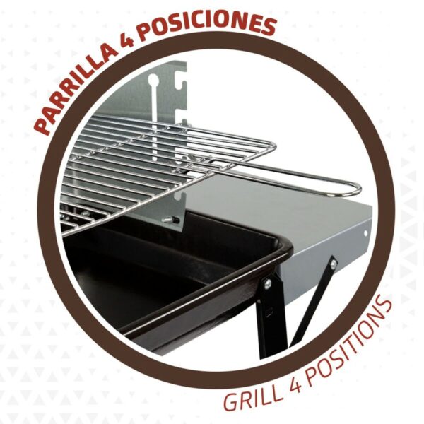 Holzkohlegrill mit Rädern Aktive Emailliertes Metall 90 x 85 x 32 cm Schwarz – Bild 2