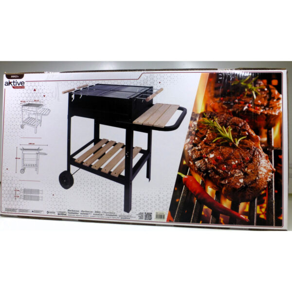 Holzkohlegrill mit Rädern Aktive Emailliertes Metall 100,5 x 88,5 x 40 cm Schwarz – Bild 7