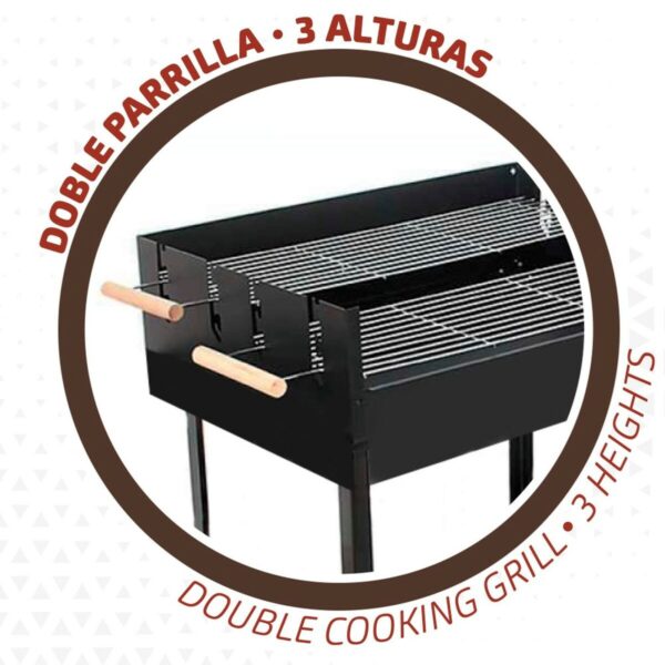 Holzkohlegrill mit Rädern Aktive Emailliertes Metall 100,5 x 88,5 x 40 cm Schwarz – Bild 2