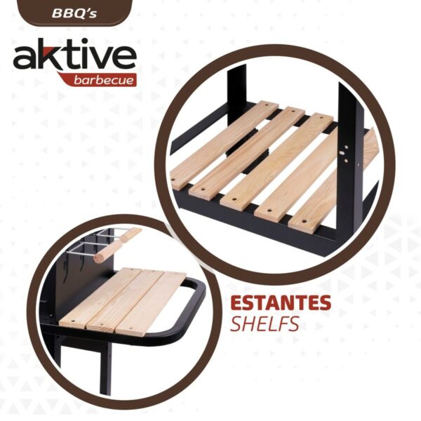 Holzkohlegrill mit Rädern Aktive Emailliertes Metall 100,5 x 88,5 x 40 cm Schwarz – Bild 4