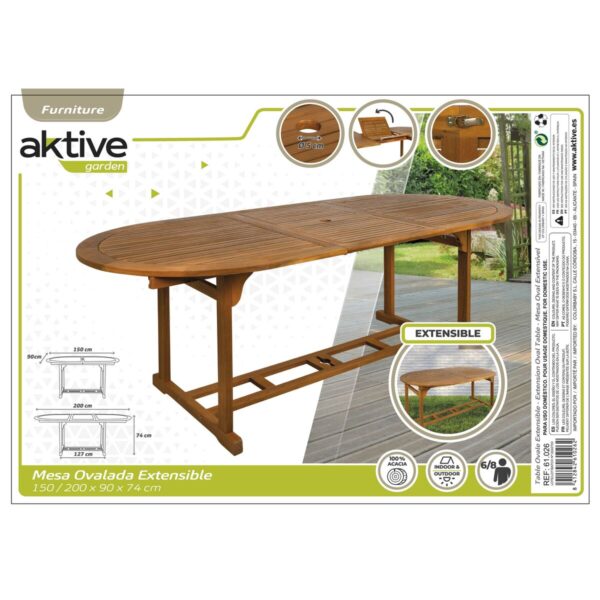 Asuziehbarer Tisch Aktive 200 x 74 x 90 cm Akazienholz – Bild 6