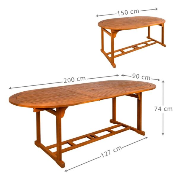 Asuziehbarer Tisch Aktive 200 x 74 x 90 cm Akazienholz – Bild 3