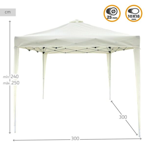 Gartenlaube Aktive 300 x 250 x 300 cm Stoff Stahl Weiß – Bild 4