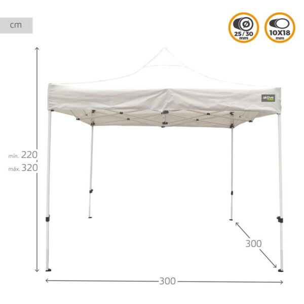 Gartenlaube Aktive Biegsam Einstellbare Höhe Stahl Polyester 420D Oxford Weiß 300 x 320 x 300 cm – Bild 6