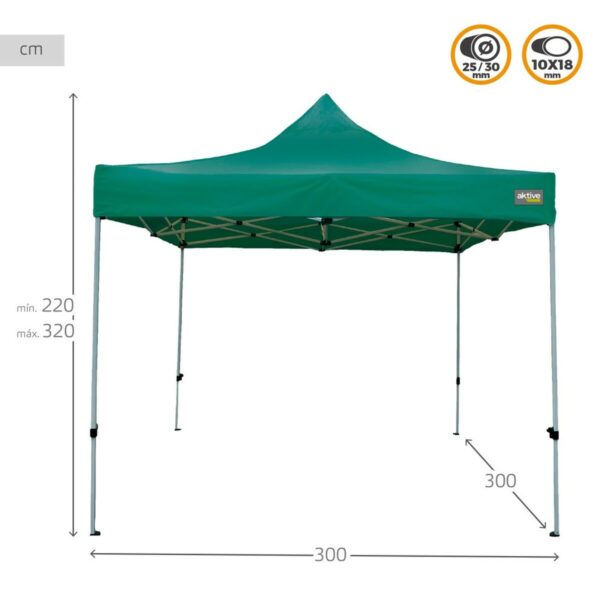 Gartenlaube Aktive Biegsam Einstellbare Höhe Stahl Polyester 420D Oxford grün 300 x 320 x 300 cm – Bild 6