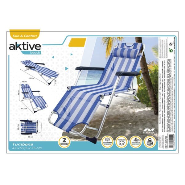 Liegestuhl Aktive Gestreift 153 x 33 x 47 cm – Bild 8