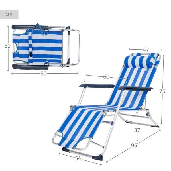 Liegestuhl Aktive Gestreift 153 x 33 x 47 cm – Bild 6