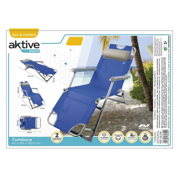 Liegestuhl Aktive Blau 153 x 33 x 47 cm – Bild 8