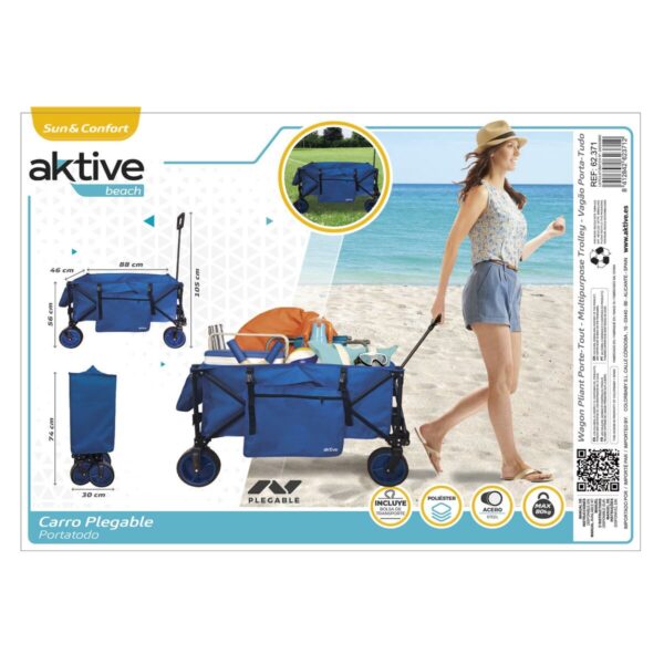 Mehrzweckwagen Aktive Blau Schwarz Polyester PVC Stahl 88 x 108 x 47 cm Biegsam Strand – Bild 3