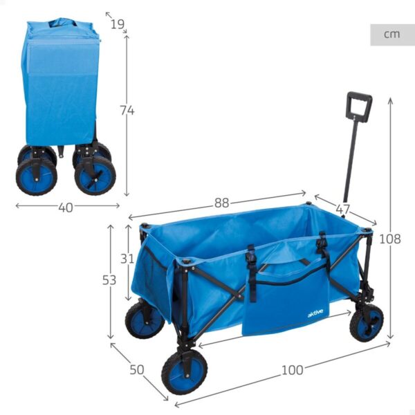 Mehrzweckwagen Aktive Blau Schwarz Polyester PVC Stahl 88 x 108 x 47 cm Biegsam Strand – Bild 6