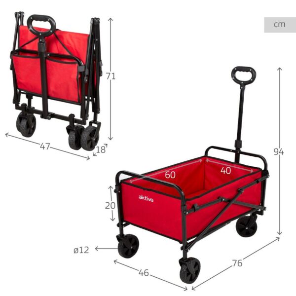 Mehrzweckwagen Aktive Rot Polyester Stahl 65 x 94 x 40 cm Biegsam Strand – Bild 4