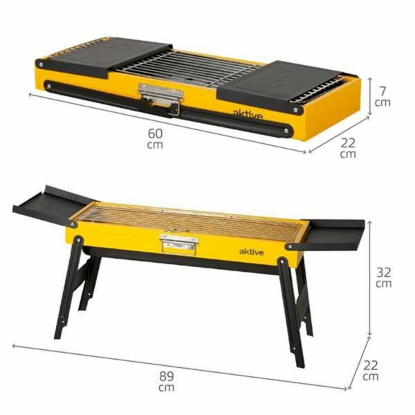 Grill Tragbarer Aktive Stahl 89 x 32 x 22 cm Gelb – Bild 4