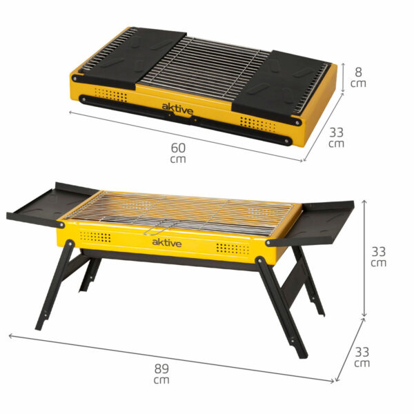 Grill Tragbarer Aktive Stahl 89 x 33 x 33 cm Gelb – Bild 2