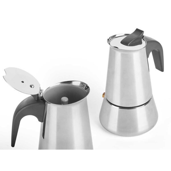 Italienische Kaffeemaschine Kinvara S12AA-9T Schwarz Silberfarben Stahl 9 Tassen – Bild 2