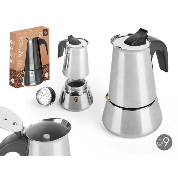 Italienische Kaffeemaschine Kinvara S12AA-9T Schwarz Silberfarben Stahl 9 Tassen – Bild 3