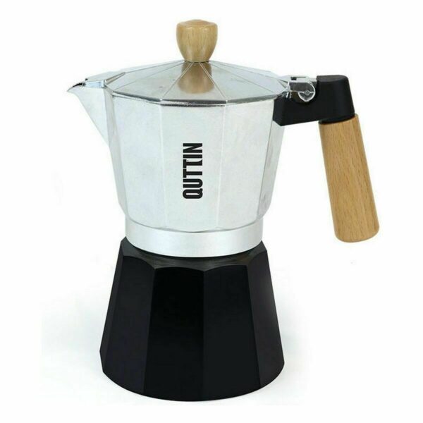 Italienische Kaffeemaschine Quttin Holz Aluminium 9 Tassen (6 Stück) – Bild 2