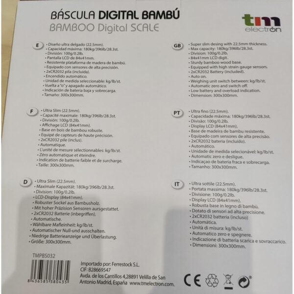 Digitale Personenwaage TM Electron Braun Bambus – Bild 2
