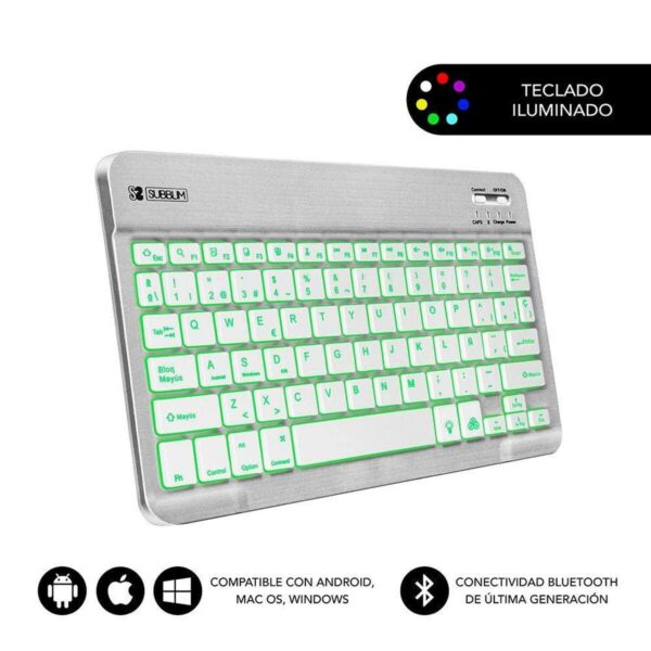 Bluetooth-Tastatur Subblim SUB-KBT-SMBL30 Bunt Silberfarben Qwerty Spanisch QWERTY – Bild 2
