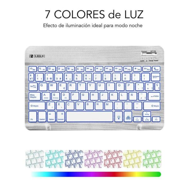 Bluetooth-Tastatur Subblim SUB-KBT-SMBL30 Bunt Silberfarben Qwerty Spanisch QWERTY – Bild 6
