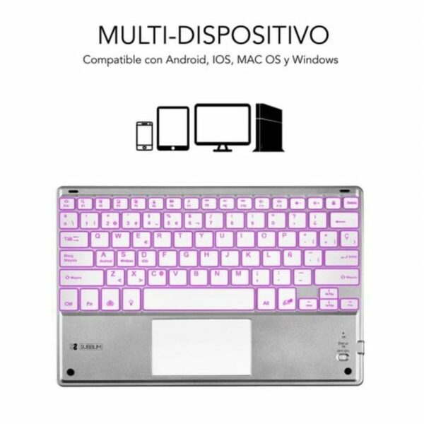 Tastatur und Touchpad Subblim SUB-KBT-SMBT50 Silberfarben Qwerty Spanisch QWERTY – Bild 3