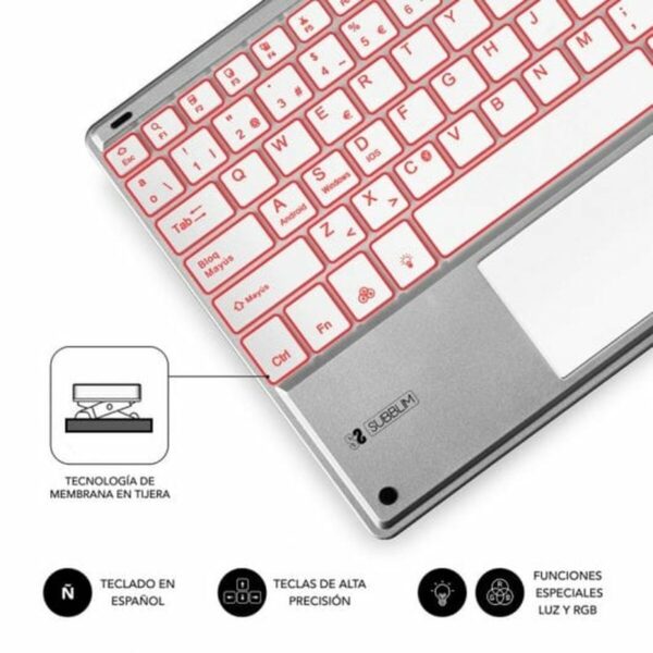 Tastatur und Touchpad Subblim SUB-KBT-SMBT50 Silberfarben Qwerty Spanisch QWERTY – Bild 5