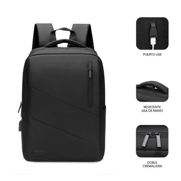 Rucksack mit Power Bank und Fach für Tablet und Laptop Subblim Oxford – Bild 2
