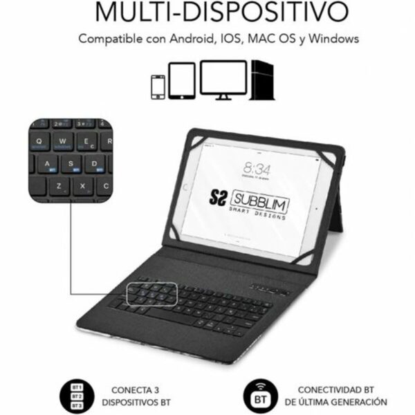 Hülle für Tablet und Tastatur Subblim SUBKT5-BTTW10 Bunt Qwerty Spanisch – Bild 6