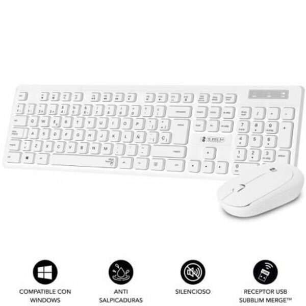 Tastatur mit Drahtloser Maus Subblim SUBKBC-CSSW11 Weiß Qwerty Spanisch – Bild 2