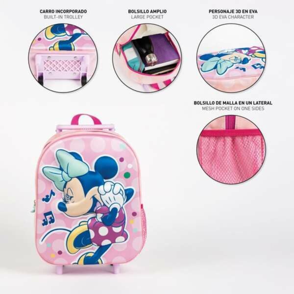 Schulrucksack 3D mit Rädern Minnie Mouse Rosa 25,0 x 31,0 x 10,0 cm – Bild 4