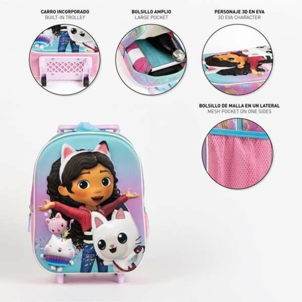 Schulrucksack 3D mit Rädern Gabby's Dollhouse Rosa 25,0 x 31,0 x 10,0 cm – Bild 4