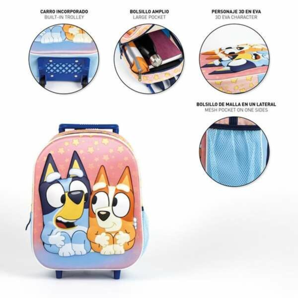 Schulrucksack 3D mit Rädern Bluey Rosa 25,0 x 31,0 x 10,0 cm – Bild 4