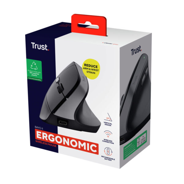 Ergonomische optische Maus Trust Bayo II Schwarz 2400 dpi – Bild 7