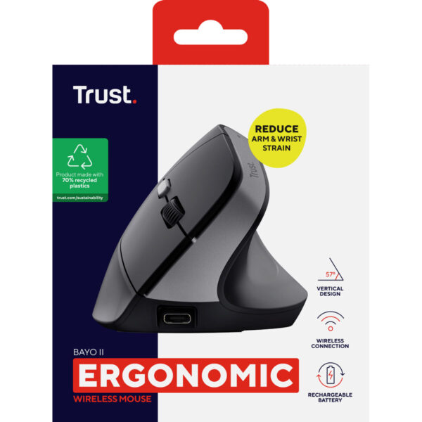 Ergonomische optische Maus Trust Bayo II Schwarz 2400 dpi – Bild 6
