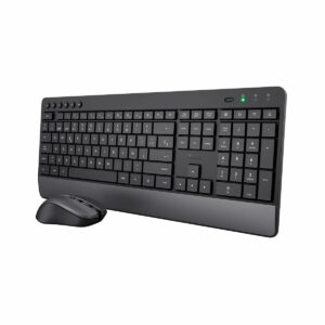 Tastatur mit Maus Trust Trezo Schwarz Qwerty Spanisch Spanisch QZERTY